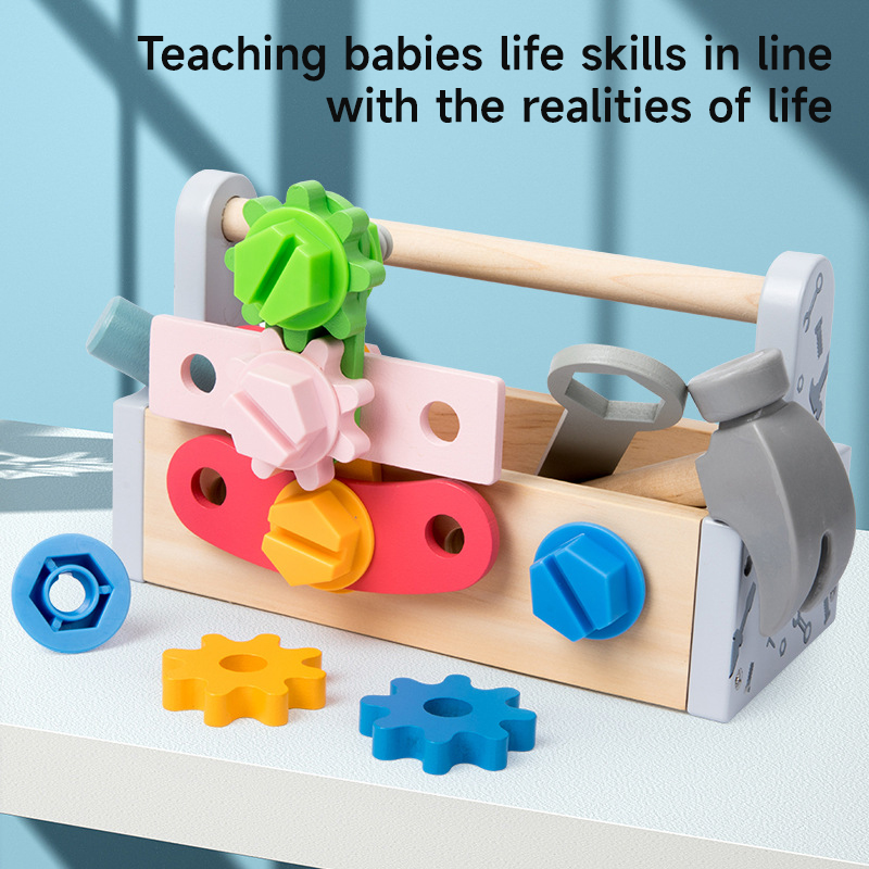 Gardening Tools Set Gift - Caixa de Ferramentas Infantil de Madeira,