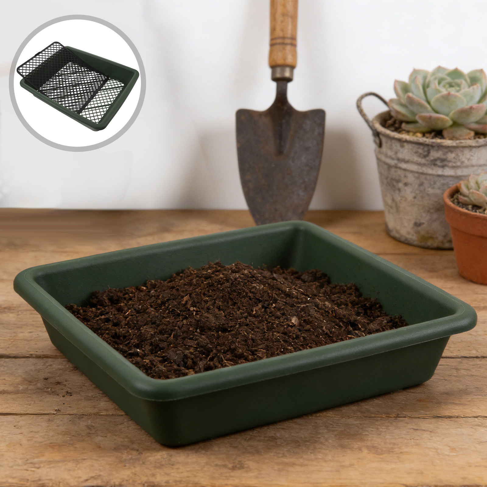 Garden Sieve Soil - Peneira de Jardinagem Quadrada Ajustável para
