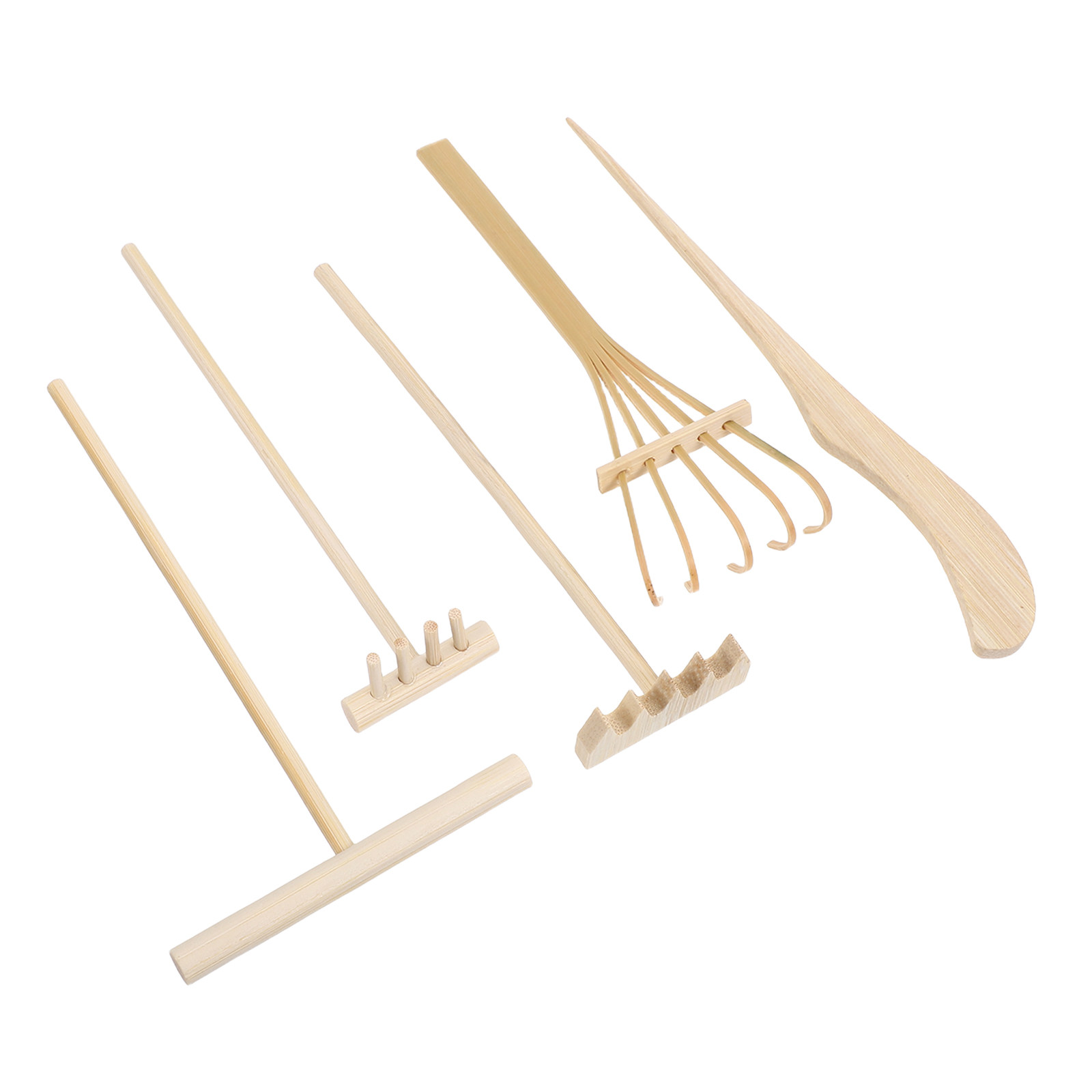 Gardening Tools Rake - 5 Peças Mini Rastelo de Bambu