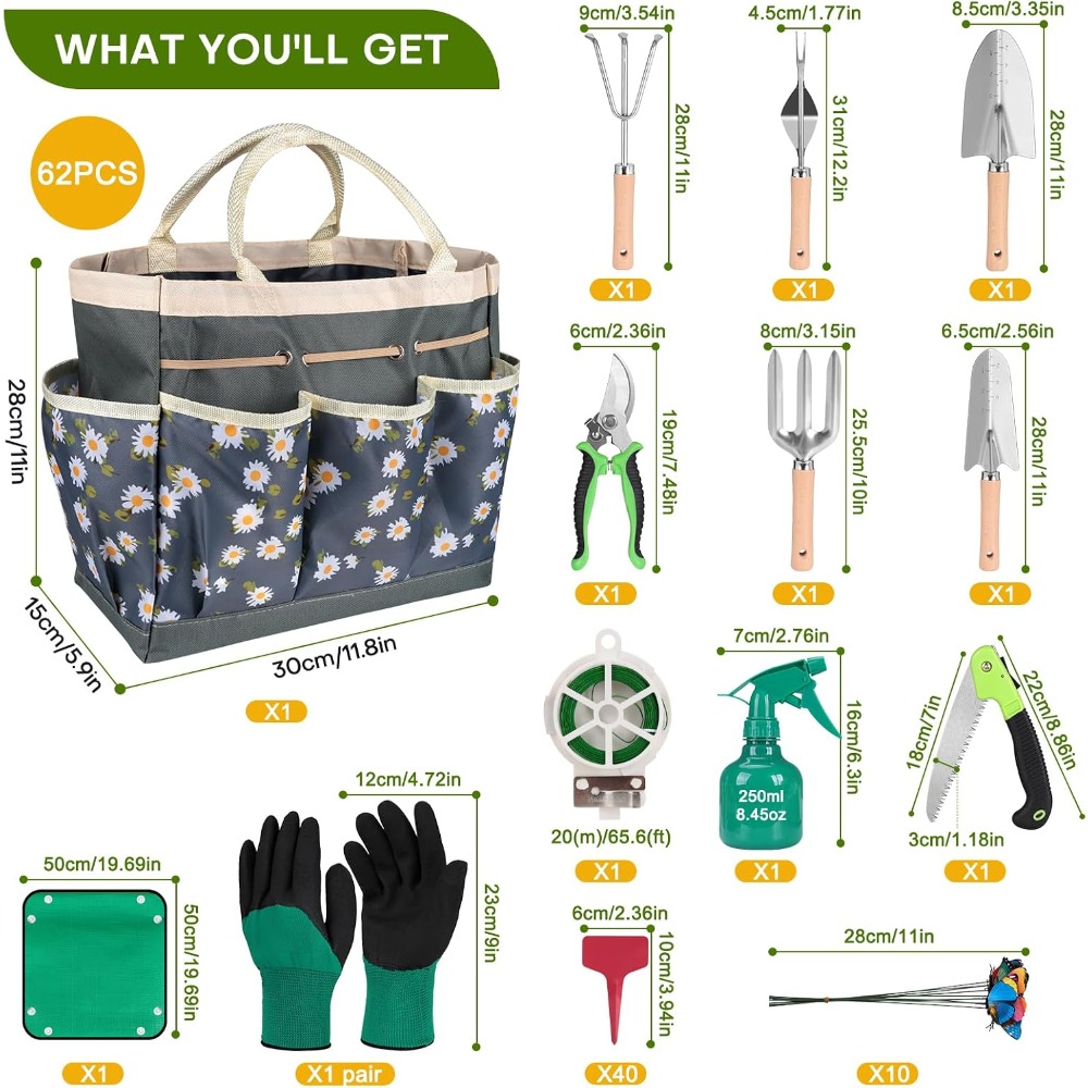 Conjunto Completo de 62 Peças  - Gardening Tools Set Gift avaliação e preço